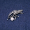 Sale! Brooch-Pendant 'Cornstalk with White Majorca Pearls' 68x30mm