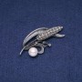 Sale! Brooch-Pendant 'Cornstalk with White Majorca Pearls' 68x30mm