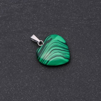 Malachite Heart Pendant (pressed) 19x19x26mm