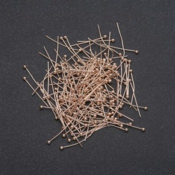 Ball-end Pin Cap Findings, yellow metal, 20mm length, 10g