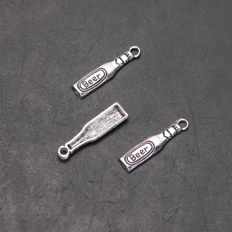 Beer Bottle Pendant Findings, diameter 6 mm, length 3 mm, diameter 1.8 mm, packaging 20 g, 26 pcs (+-)