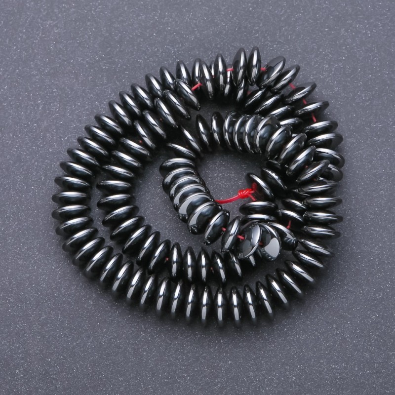 Hematite Beads, Flat Rondelle, 10×3.5 mm, 40 cm strand