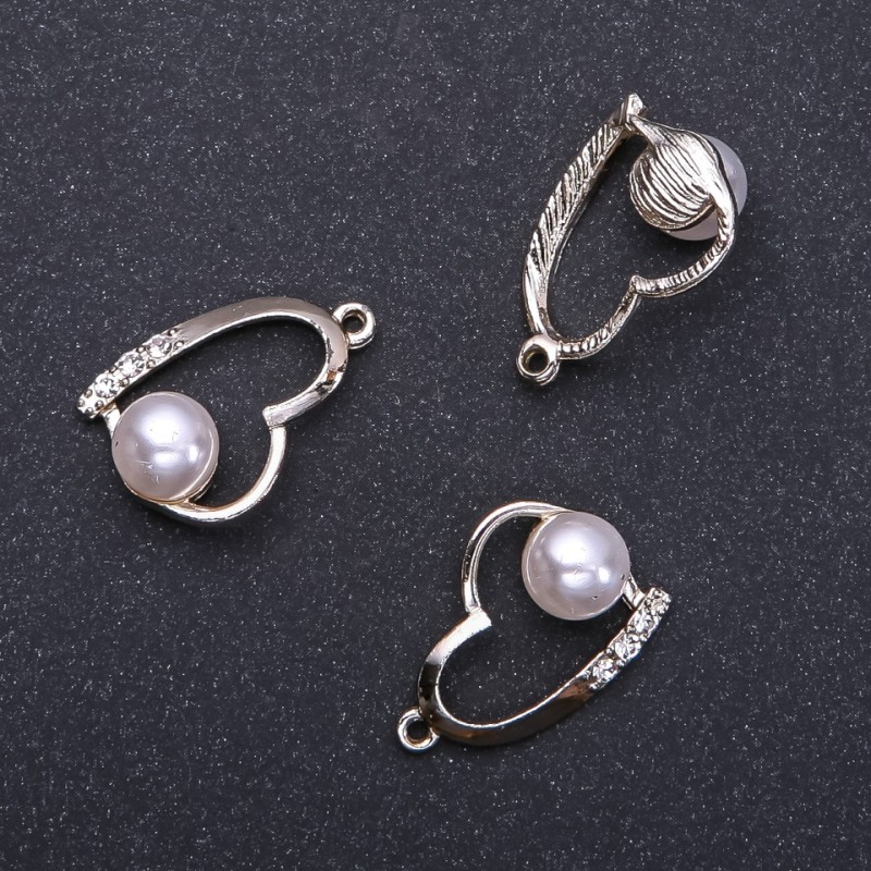Heart-shaped pendant finding 'Light Gold' d4mm, length 18mm in-dmm packaging 5 pcs. (+ -)