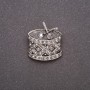 Crystal Drum Brooch in Gray Metal 24×26mm
