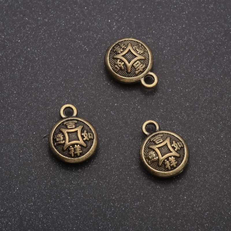 Pendant findings Coin (bronze), diameter 10x13mm, finish 20ga ± 14 pcs