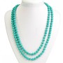 Turquoise necklace green with veins (single-piece) round bead 8mm, length 118cm