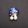 Sale! Mushroom Brooch 29x22 mm Blue Enamel, Yellow Metal