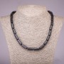 Aventurine Stone Necklace 'Blue Sand Night of Cairo' Cylindrical Beads, 8×17 mm, 45 cm length