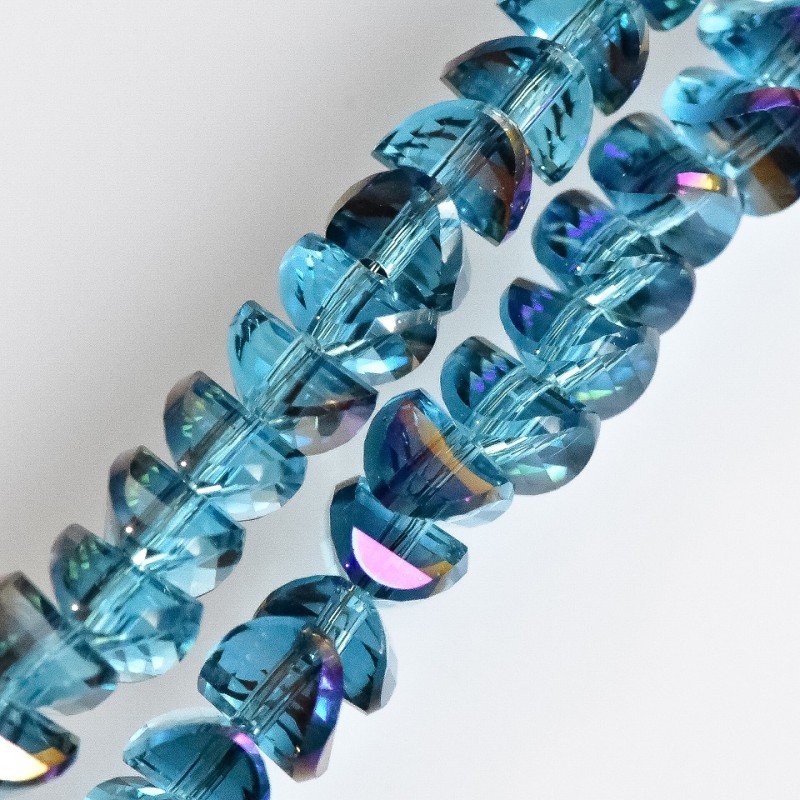 Crystal Beads in Swarovski Style, Dark Blue with Violet Petrol Finish, Diameter 6x4 mm, Thread Length 50 cm