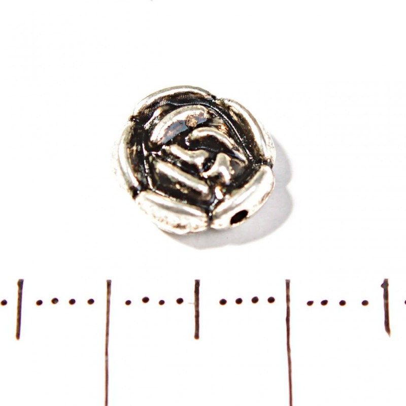 Flat Rose bead insert 10mm, packaging 20 g, ±19 pcs