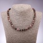 Rhodonite Necklace with Faceted Beads, 8 mm Diameter, 45 cm Length