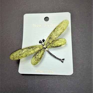 Sale! Dragonfly Brooch with Crystals 70×30 mm Gray Metal
