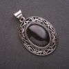 Pendant with synthetic aventurine stone 'Blue Sand Night of Cairo' in antique-style setting, 33×40×52 mm