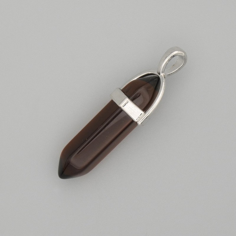 Hexagonal glass pendant 'Smoky Topaz' 8x35x40 mm