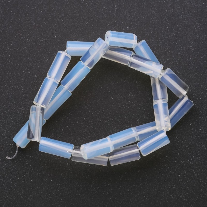 Moonstone beads on thread (synthetic) Cylindrical, 8×16 mm, 38 cm length