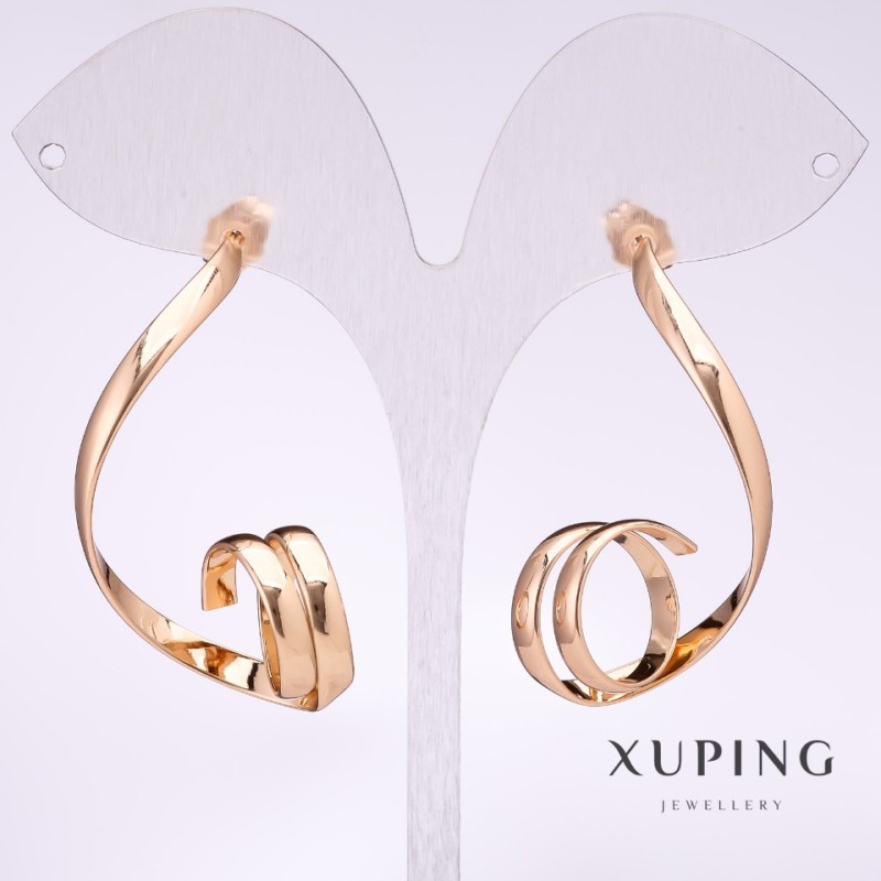 Xuping Swirl Earrings 45x8 mm Gold-Plated