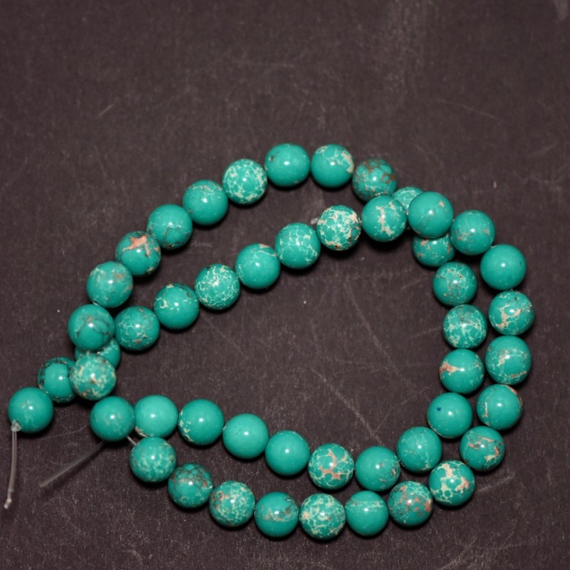 Variscite Beads (Synthetic), Green, Smooth Round Beads, 8mm Diameter, 38cm Strand