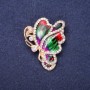 Sale! Butterfly Brooch with White Rhinestones and Red, Green, and Purple Enamel, 40×33 mm Yellow Metal