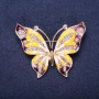 Sale! Butterfly Brooch with White Rhinestones, Purple and Yellow Enamel, 42×56 mm Yellow Metal