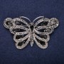Sale! Butterfly Brooch with Black Rhinestones, Silver-Tone Metal, 39×67 mm