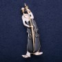 Sale! Brooch 'Musician' with white and black enamel on gold-tone metal, 67×26 mm