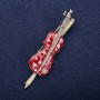 Sale! Violin Brooch Burgundy Enamel Gold-tone Metal 65×17 mm