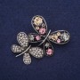 Sale! Butterfly Brooch with Rhinestones in Yellow, Lilac, and Gray, 45×35 mm, Silver-Colored Metal