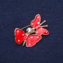 Sale! Brooch 'Butterflies' red enamel 32x26mm yellow metal
