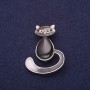 Brooch Kitty enamel Cat's eye color black 39x30 mm silver metal
