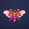 Sale! Butterfly-Bee Brooch with Crystals, Enamel and Stone, Red White Yellow Black Raspberry, 53×30 mm, gold-tone