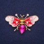 Sale! Butterfly-Bee Brooch with Crystals, Enamel and Stone, Red White Yellow Black Raspberry, 53×30 mm, gold-tone