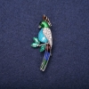 Sale! Parrot Brooch with enamel and rhinestones, blue, light blue, green and white, 50×20 mm, silvery metal