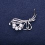 Sale! Clearance Brooch Bouquet with White Pearl Beads, 50×22 mm, Silver-Toned Metal