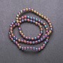 Hematite Beads on Rainbow-Coated Thread 'Gasoline', Smooth Spheres, 4 mm Diameter, 38 cm Length