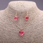 Heart Multicolor Set: Pendant 19x16 mm and Earrings 27x13 mm, 50 cm chain
