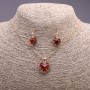 Set 'Heart' multicolor red-and-green pendant 19×16 mm and earrings 27×13 mm, length 50 cm