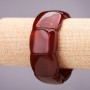 Elastic bracelet with natural carnelian, smooth links, 30×25 mm, approx. 18 cm circumference
