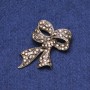 Sale! Bow Brooch with Rhinestones in Gold-Tone Metal 35x53mm