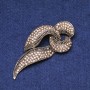 Sale! Bow Brooch with Rhinestones in Gold-Tone Metal 38×80 mm