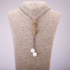 Tie Pendant with Yellow Rhinestones on a Long Chain of 'Black Gold' Metal, diameter 16x48mm, length 70cm