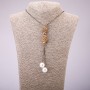 Tie Pendant with Yellow Rhinestones on a Long Chain of 'Black Gold' Metal, diameter 16x48mm, length 70cm