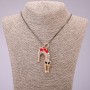 Pendant 'Cat' with crystals on a long metal chain in 'Black Gold', diameter 31x65 mm, length 70 cm