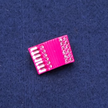 Brooch 'Accordion' with rhinestones in pink metal 24x17mm