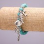 Bracelet with Turquoise (single) and Sea Charms, bead diameter 8mm, length 18cm