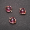 Pendant 'Heart' Raspberry-Yellow color, gold-tone setting 12x15mm