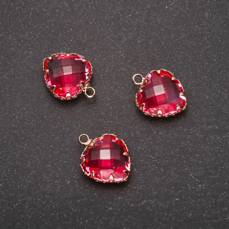 Pendant 'Heart' Pink color, gold-tone bezel 12×15 mm