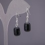 Aventurine Earrings 'Blue Sand Night of Cairo' Barrel, 10x15 mm diameter
