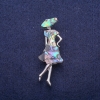 Sale! Madam Brooch with Chalcedony, Silver-Tone Metal 18×50 mm
