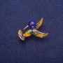 Sale! Hummingbird Brooch with enamel and crystals, gold-tone metal 25×35 mm