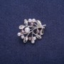 Sale! Brooch 'Twig with Pearls', Silver-tone Metal 28x35mm